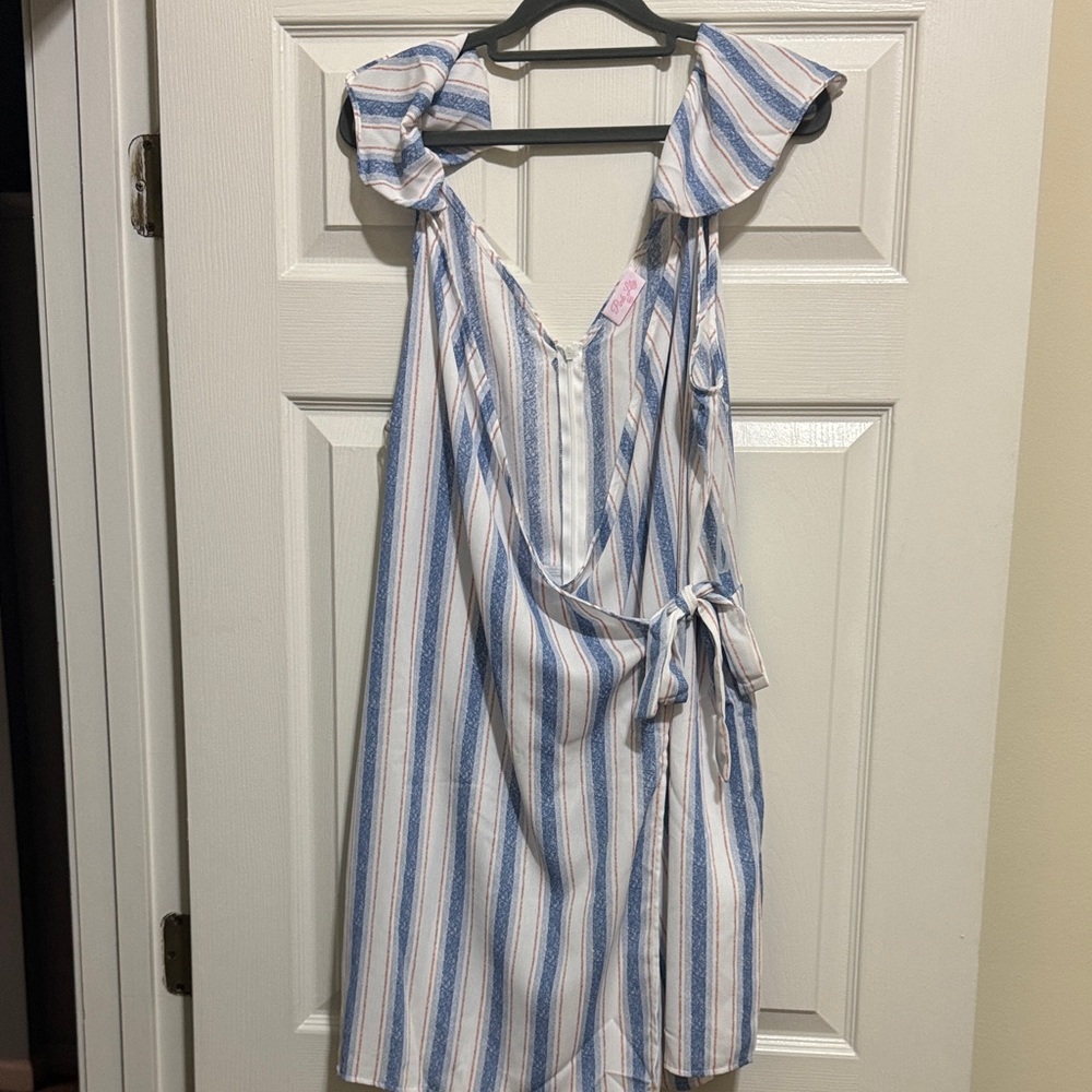 Striped Blue and White Sleeveless Romper